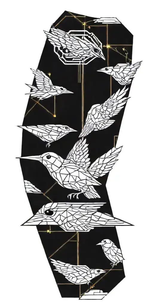 Blade Runner Bird Turning Into Geometrical Tree Tattoo Idea tattoo design idea