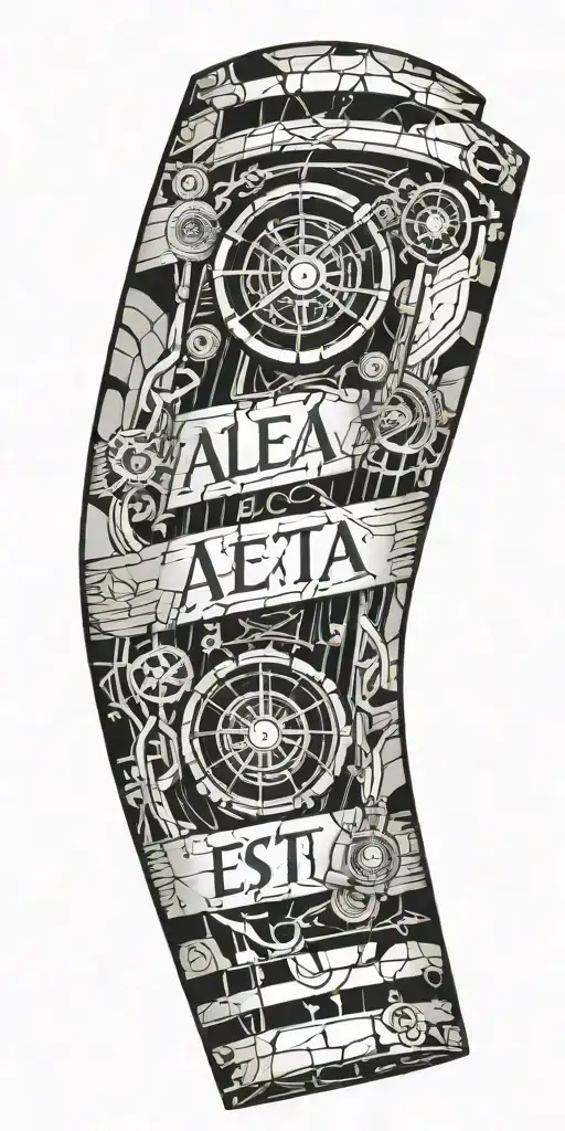 Roman marble column with the words, "Alea Iacta Est" tattoo design idea