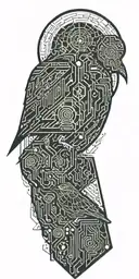 blade runner bird turning into geometrical tree  tattoo design idea