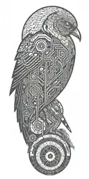 blade runner bird turning into geometrical tree  tattoo design idea