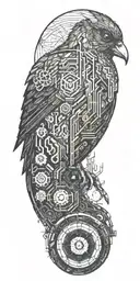 blade runner bird turning into geometrical tree  tattoo design idea