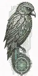 blade runner bird turning into geometrical tree  tattoo design idea
