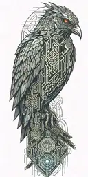 blade runner bird turning into geometrical tree  tattoo design idea