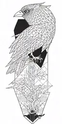 Blade Runner Bird Turning Into Geometrical Tree Tattoo Idea tattoo design idea