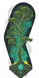 blade runner geometrical tree tattoo design idea