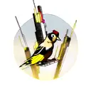 goldfinch, cyberpunk tattoo design idea