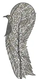 extended bird wing, tree growing tattoo design idea