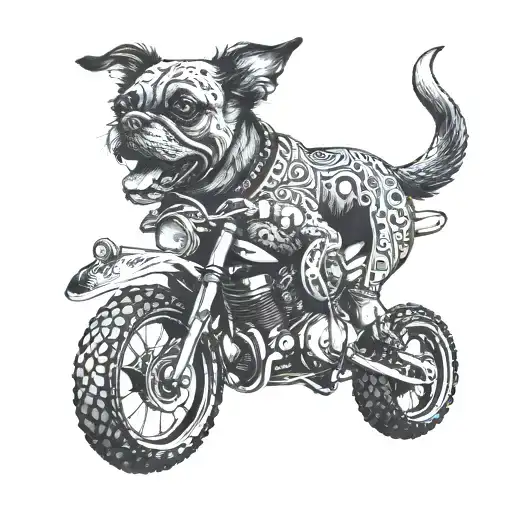 Incorporate motorcycle exhaust pipes into a dog bone design tattoo design idea