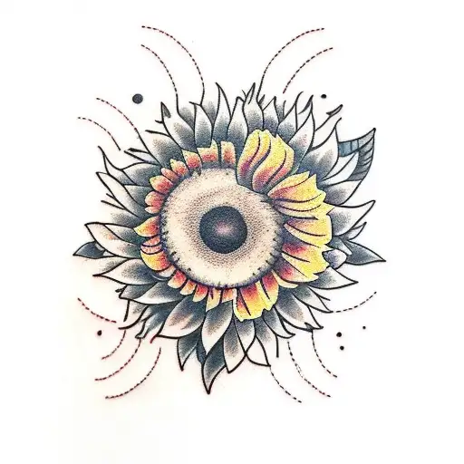 bee and sunflowers  tattoo design idea