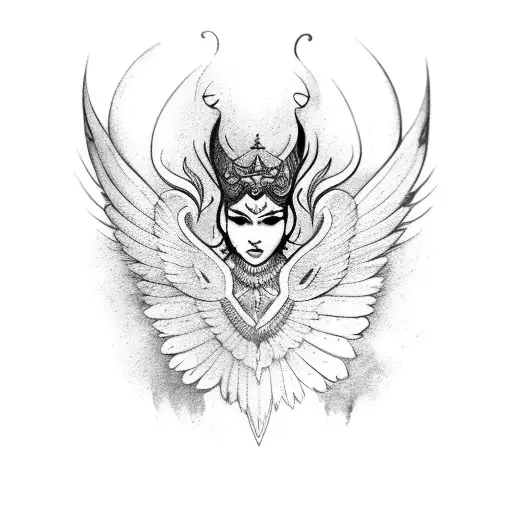 Garuda looking straight with wings spread tattoo design idea