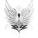 Garuda looking straight with wings spread tattoo design idea