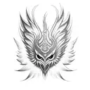 Garuda looking straight with wings spread tattoo design idea