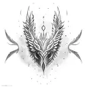 Garuda looking straight with wings spread tattoo design idea