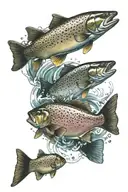 trout swimming upstream tattoo design idea