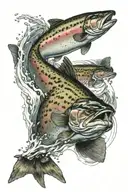 trout swimming upstream tattoo design idea