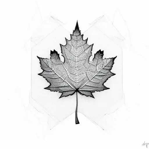 Abstract interpretation of a maple leaf using dotwork tattoo design idea