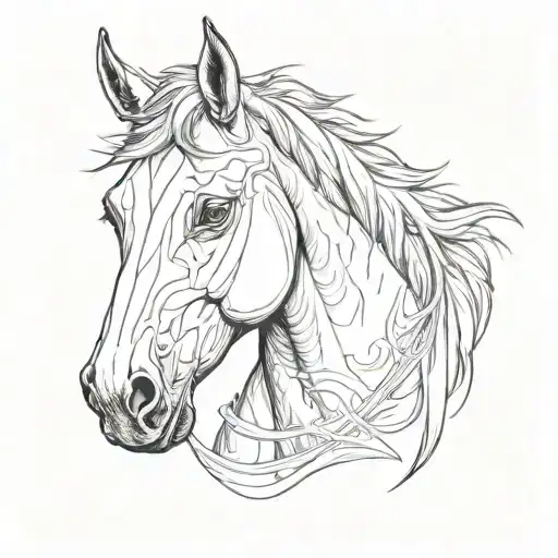 Horses head. Hogged horse and a white stripe down the face tattoo design idea