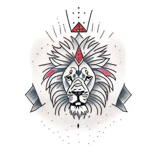 lion and mountain tattoo design idea