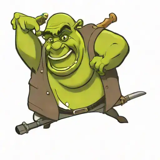 Shrek holding a gun with sunglasses tattoo design idea