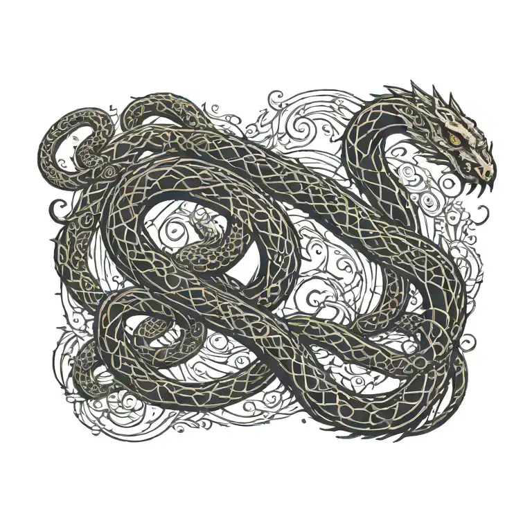 norse world serpent mythology tattoo design idea