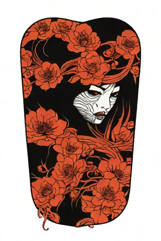 sexy nude woman bleeding from eyes tattoo design idea