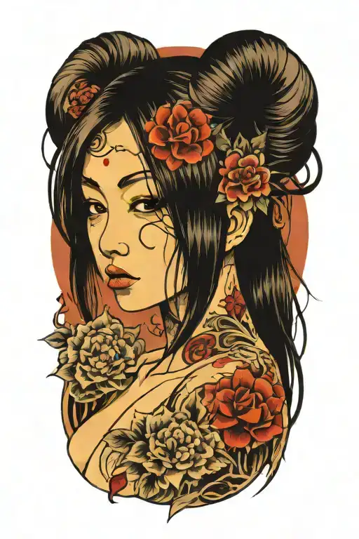 sexy nude woman bleeding from eyes tattoo design idea
