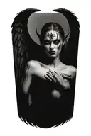 sexy nude winged demon woman bleeding from eyes tattoo design idea