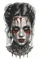 attractive evil woman bleeding from eyes tattoo design idea