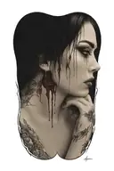sexy nude evil woman bleeding from eyes tattoo design idea