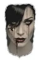 sexy nude evil woman bleeding from eyes tattoo design idea