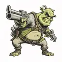 Shrek holding a gun with sunglasses tattoo design idea