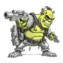 Shrek holding a gun with sunglasses tattoo design idea
