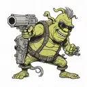 Shrek holding a gun with sunglasses tattoo design idea