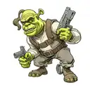 Shrek holding a gun with sunglasses tattoo design idea