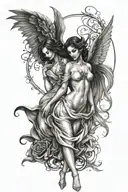 sexy angel and sexy devil woman tattoo design idea