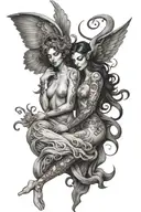 sexy angel and sexy devil woman tattoo design idea