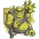 Shrek holding a gun with sunglasses tattoo design idea