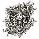 creepy druid witch tattoo design idea