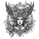 creepy druid witch tattoo design idea