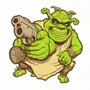 Shrek holding a gun with sunglasses tattoo design idea