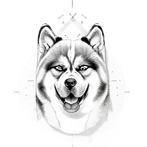 american akita poker face  tattoo design idea