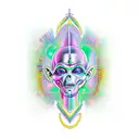 colour tattoo of alien abducting Pharaoh  tattoo design idea