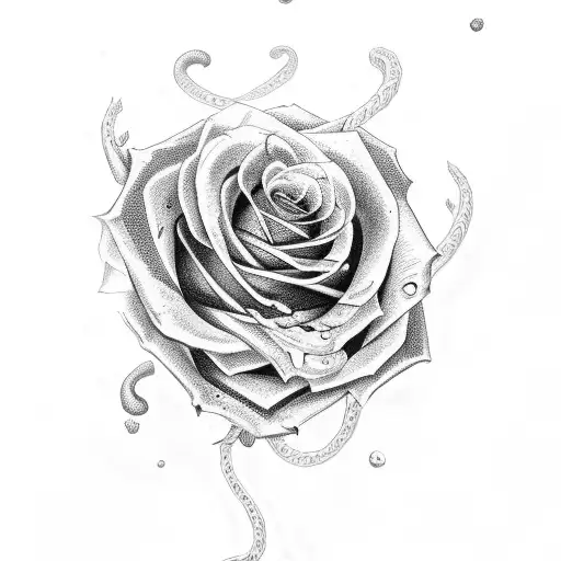 rose and snake with knofe tattoo design idea