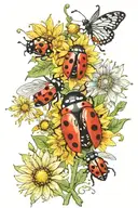 ladybugs and dandilions tattoo design idea