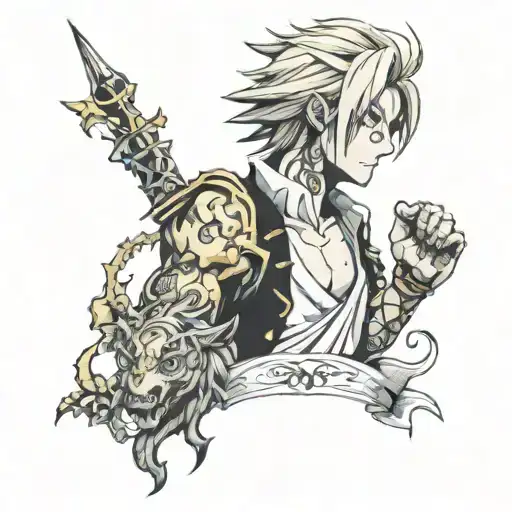 tattoo of meliodas and ban united tattoo design idea