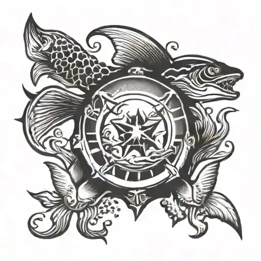 marine animals by depth tattoo design idea