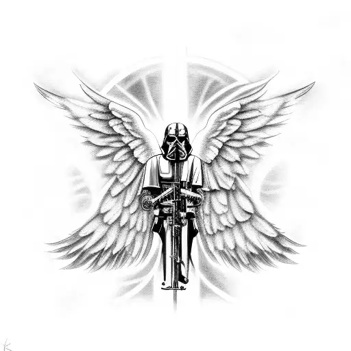 heavy metal, angel wings, lightsaber, sons of anarchy  tattoo design idea