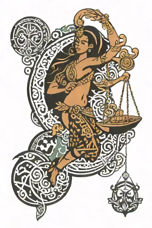 Libra Polynesian patterns tattoo design idea