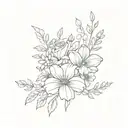 flowe bouquet with birth flowers from august, September, February, and April  tattoo design idea