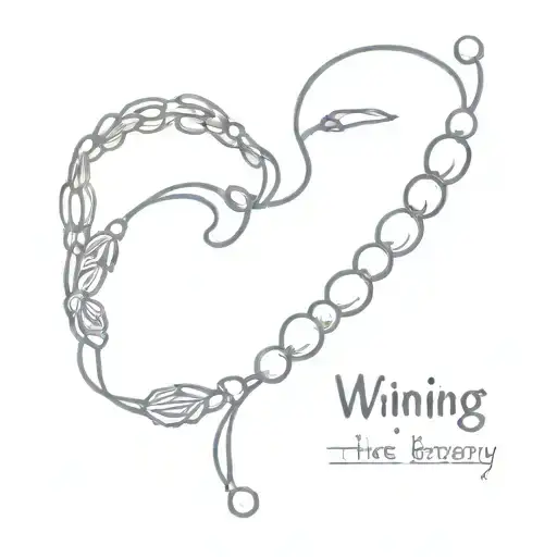 buddhist mala with the saying Winning Takes Bravery tattoo design idea